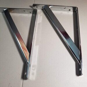 NEW Everbilt Heavy Duty Chrome Metal Shelf Bracket Set of 2